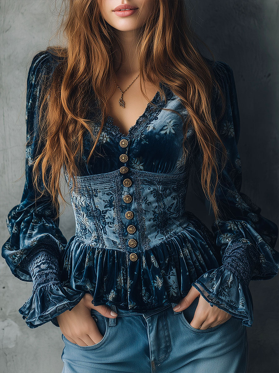 Vintage Blouse in velvet, Unbeatable Price