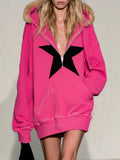 Chic And Elegant Casual Color-block Star-print Sweatshirt Mini Dress