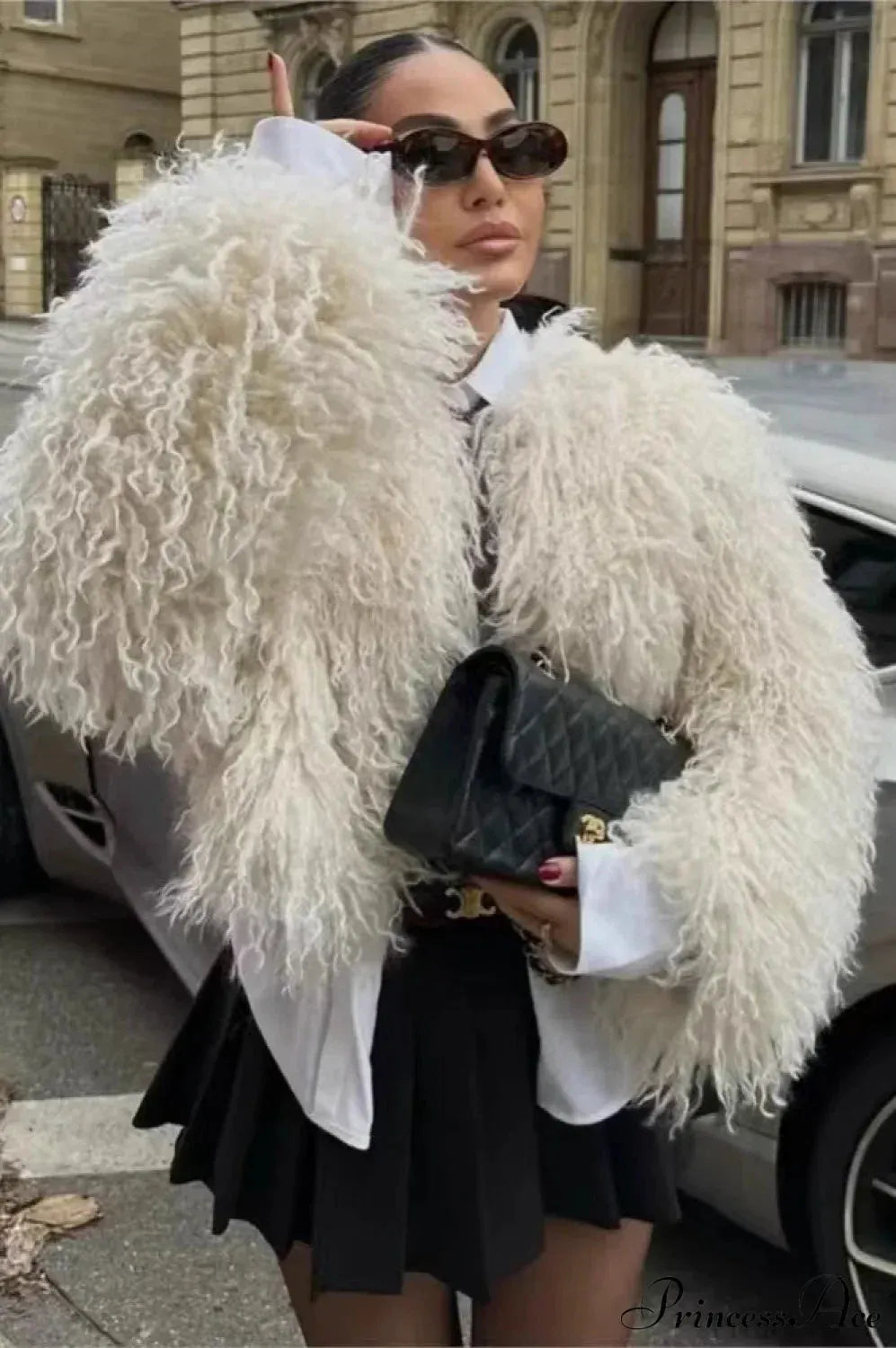 Faux Fur Short Warm Long-Sleeve Street Coat