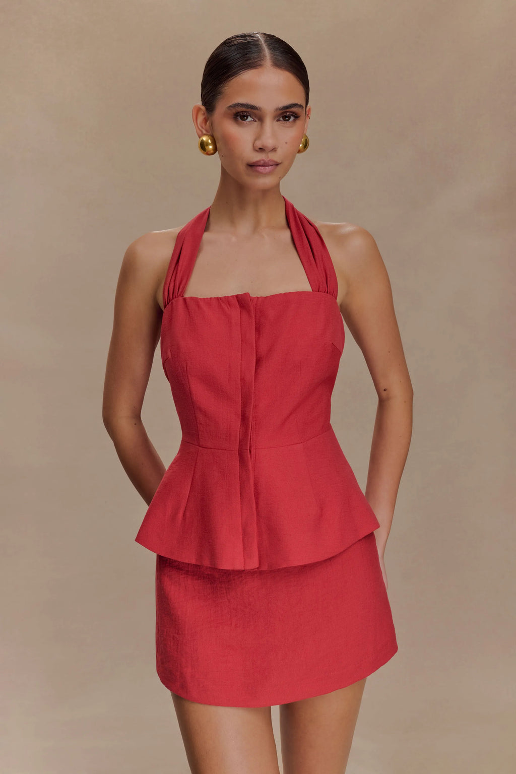 Kallie Linen Peplum Top