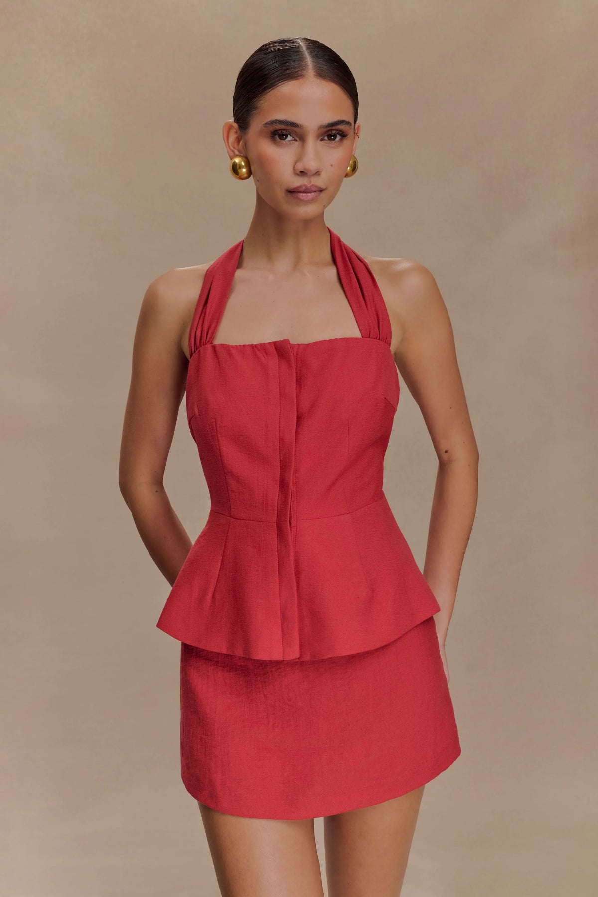 Kallie Linen Peplum Top
