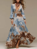 Bohemian Tie-dye Print Crochet Maxi Dress