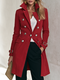 Women's Red Double-Breasted Denim Trench Coat