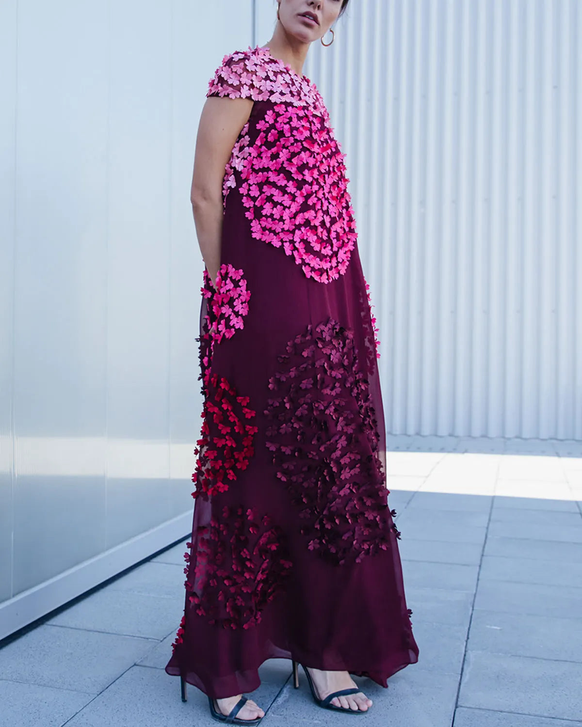 Perfect Day to Evening part wear dress with unique 3D floral placement embroidery