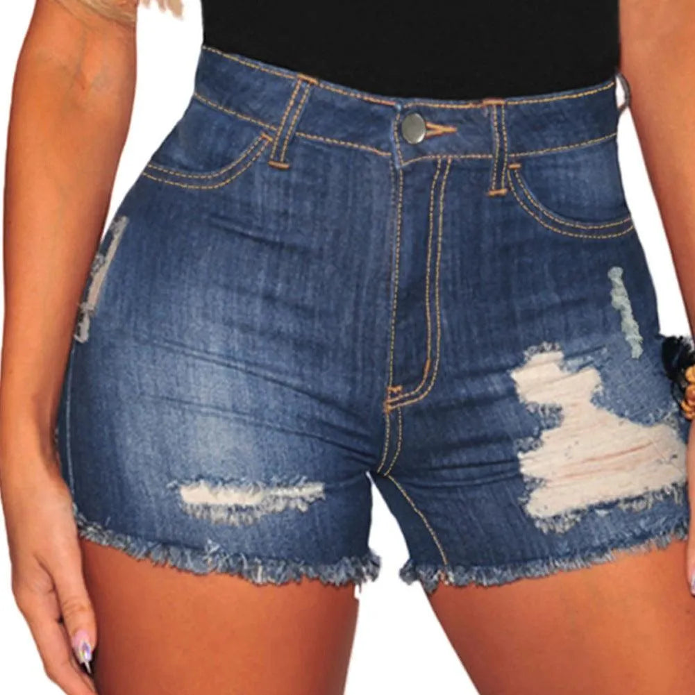 KittenAlarm - Lexie Denim Tattered Mini Shorts