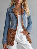 Leopard Patchwork Longline Denim Jacket
