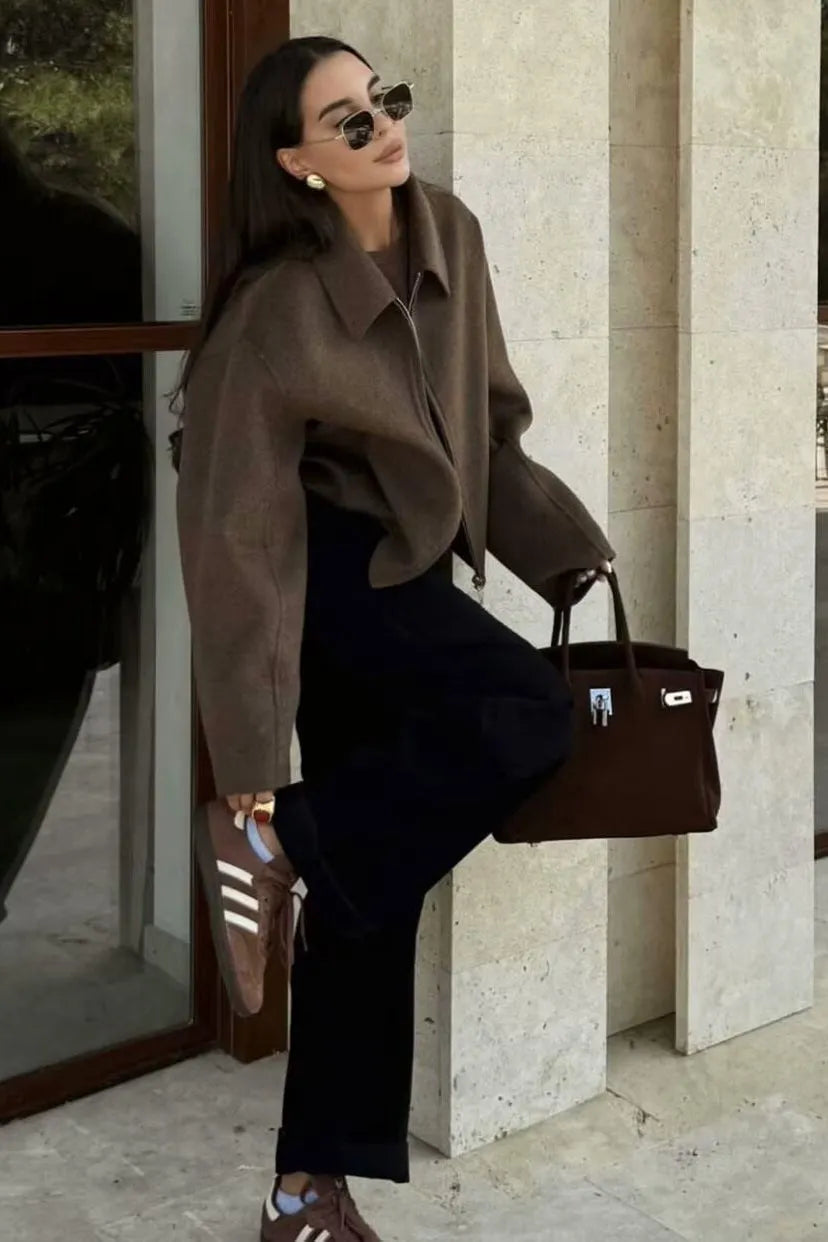 Minimalist Lapel Short Wool Coat