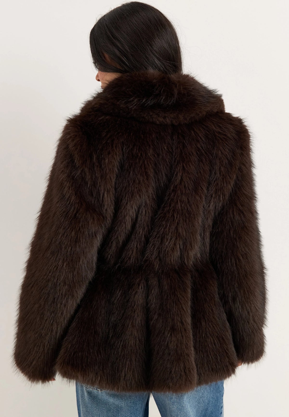 Short Peplum Faux Fur Coat