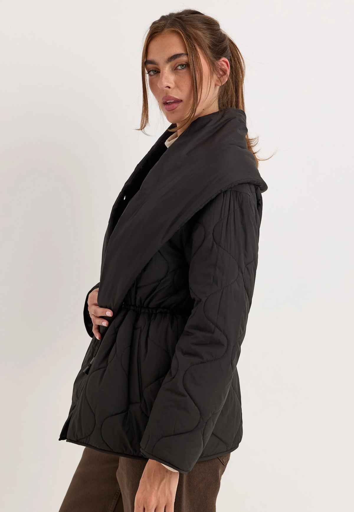 Scarf Quilted Short Jacket