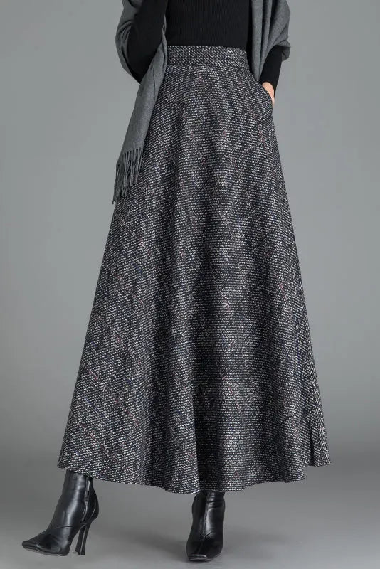 Handmade Wool Maxi Skirt – Vintage A-Line Long Winter Skirt 