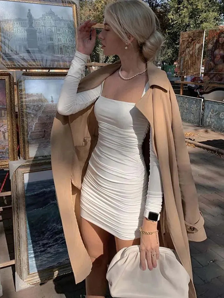 Party Elegant Streetwear Club White Mini Dress