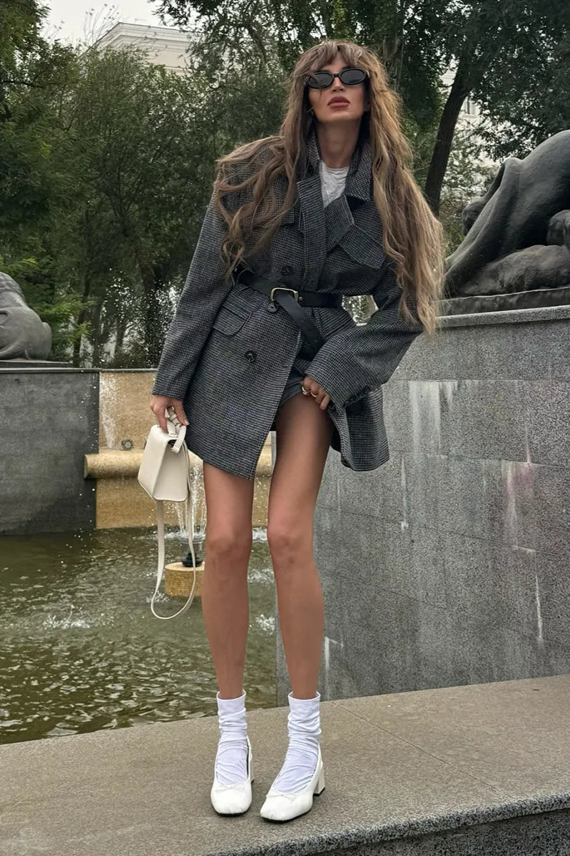 Double Breasted Wool Blazer Coat