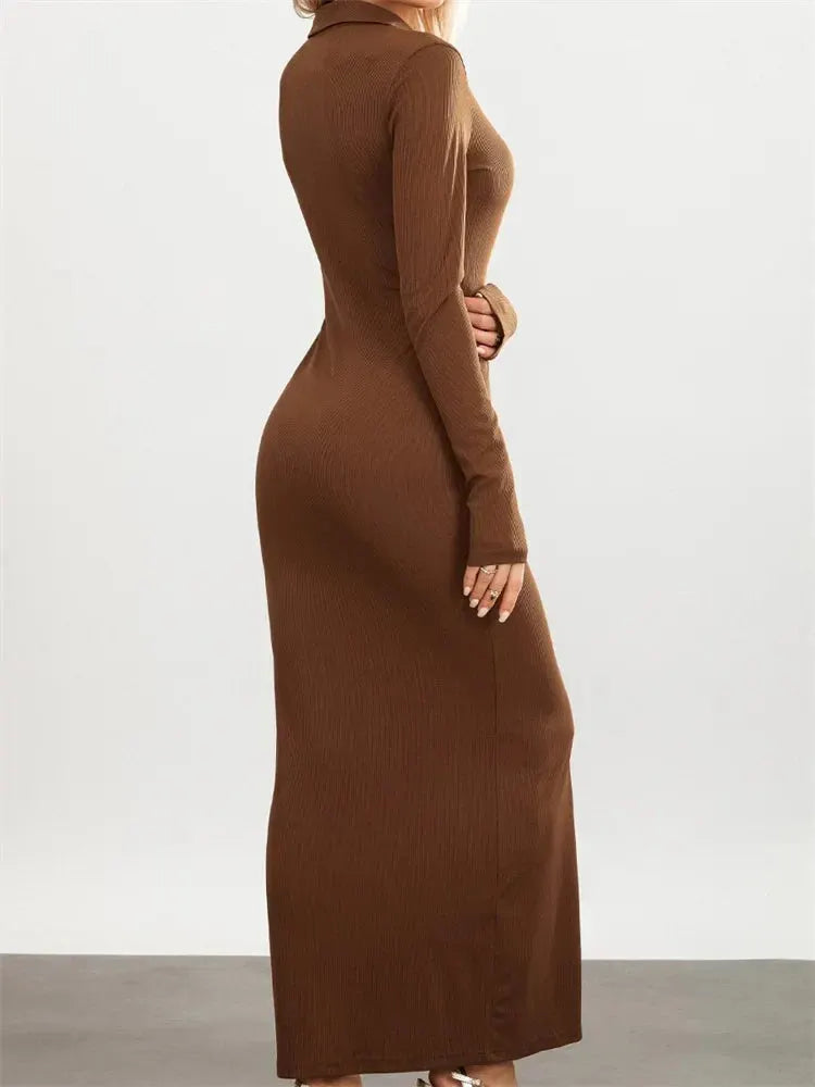 Women Slim Fit Sleeve Button Down Turn Down Collar Evening for Spring Fall Female Vestidos