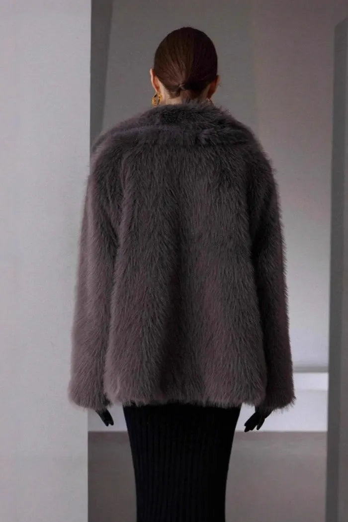 Solid Faux Fur Winter Coat