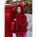 Luxe Faux Fur Hoodie Coat – Deep Red