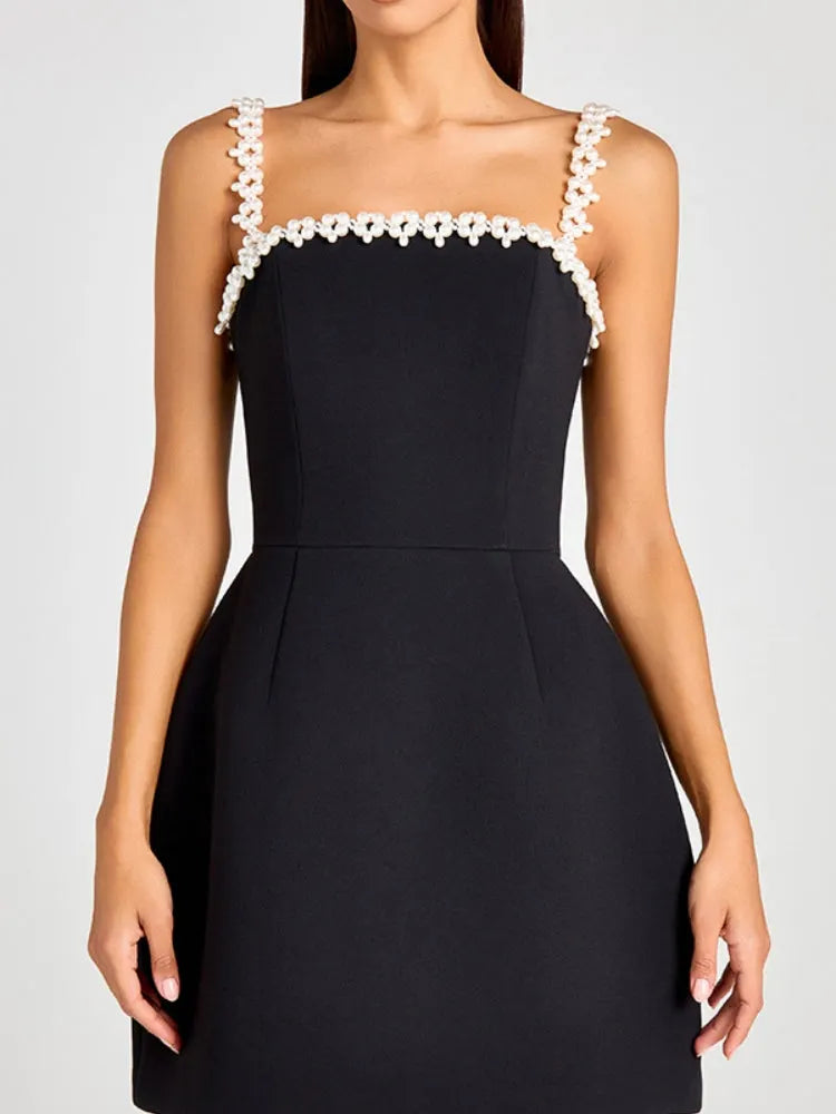 Beaded Strap Sleeveless A-Line Mini Dress