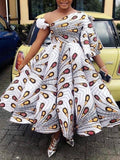 Stylish One-Shoulder Printing Empire A-Line Casual Maxi Dress