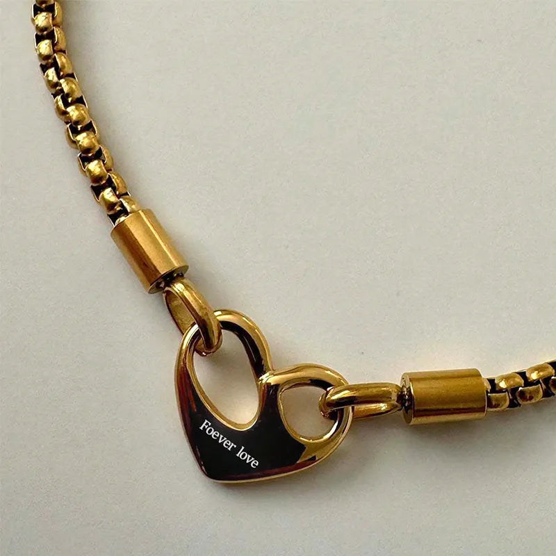 Valentine's Day Titanium Steel Necklace Forever Love Heart Stainless Steel Clavicle Necklace