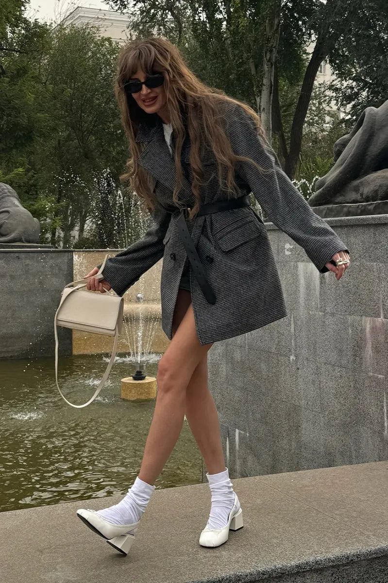 Double Breasted Wool Blazer Coat