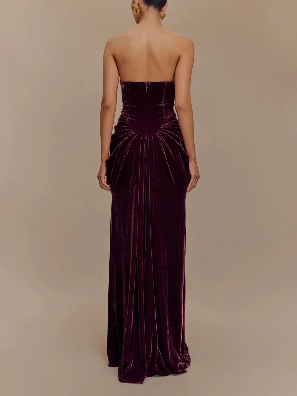 Strapless Velvet Maxi Dress - Plum
