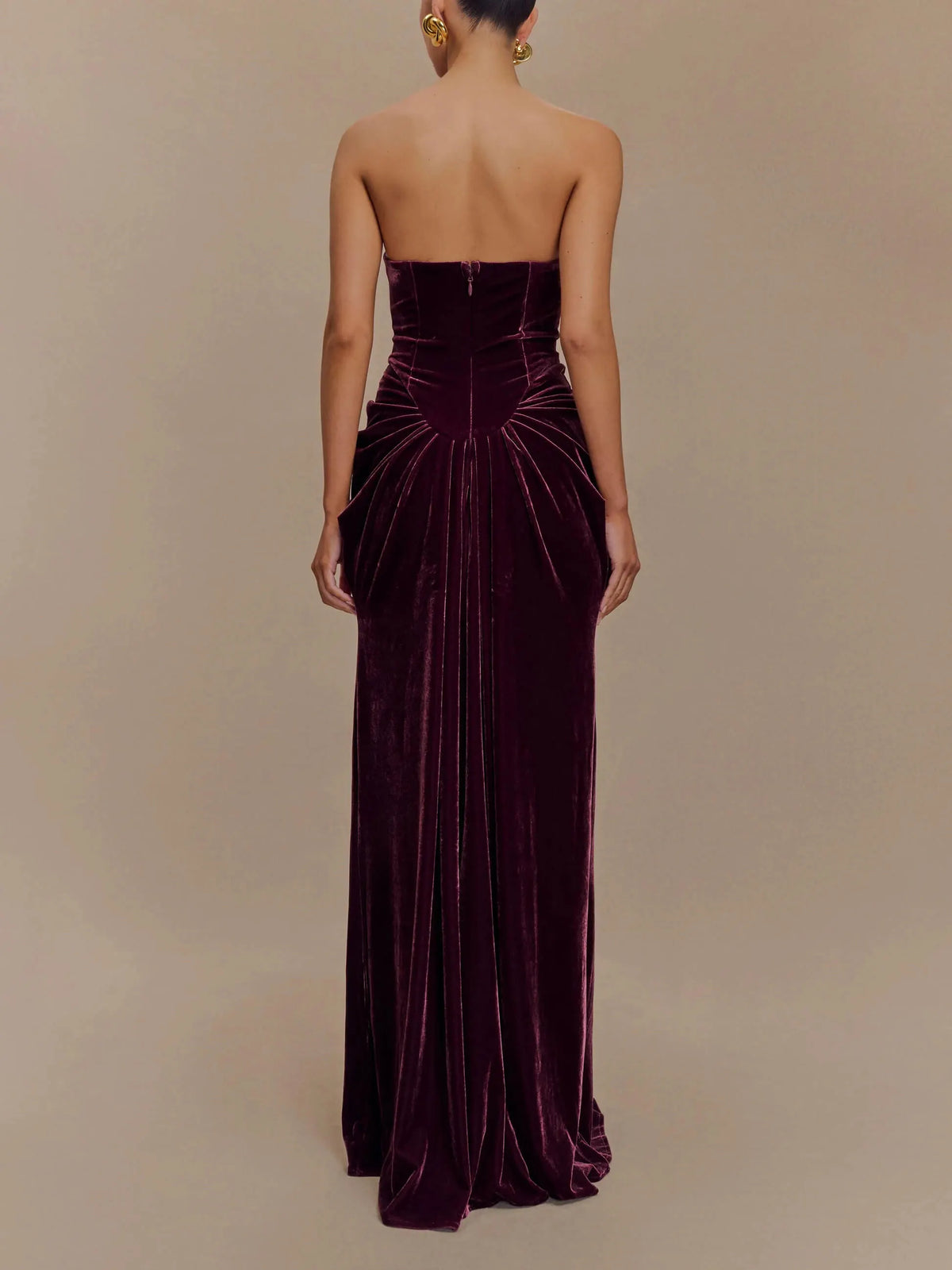 Strapless Velvet Maxi Dress - Plum
