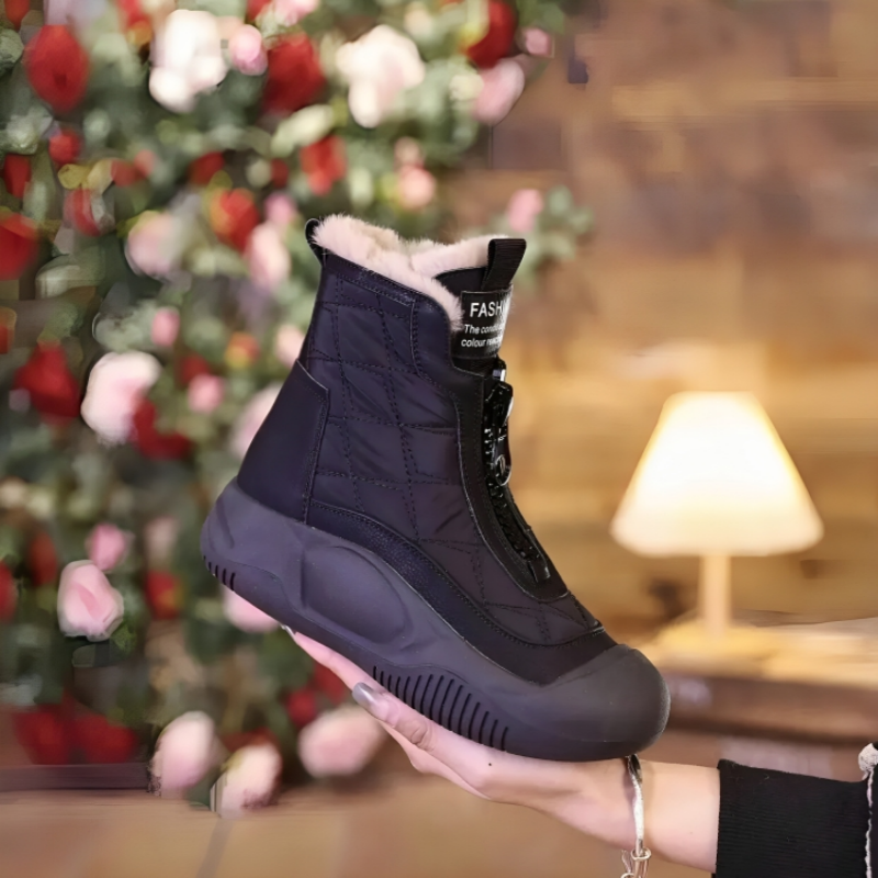 Women's Warm Winter Snow Boots – Waterproof, Black, Perfect for Cold Weather and Snow
