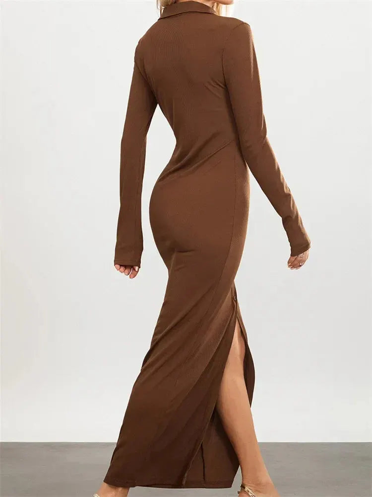 Women Slim Fit Sleeve Button Down Turn Down Collar Evening for Spring Fall Female Vestidos