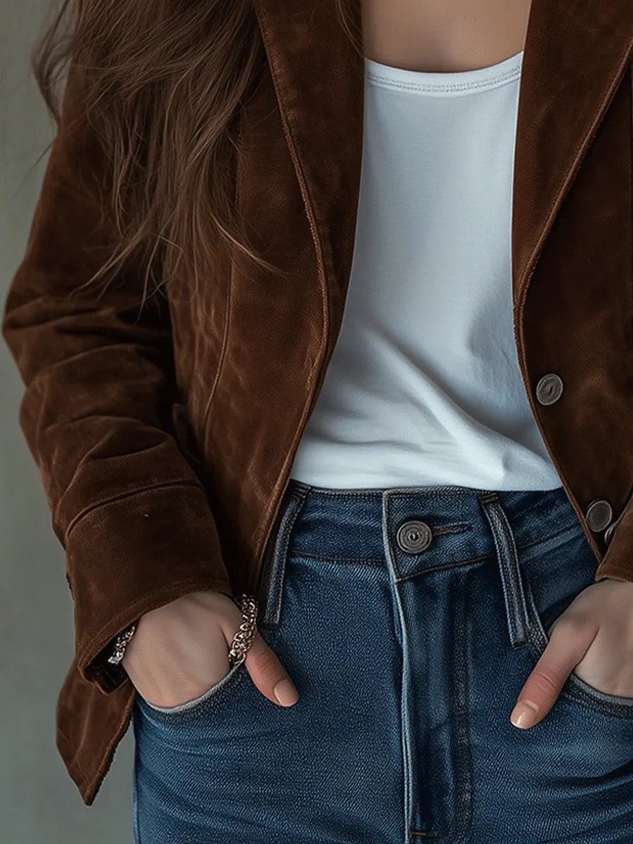 Luxurious Chocolate Velvet Blazer