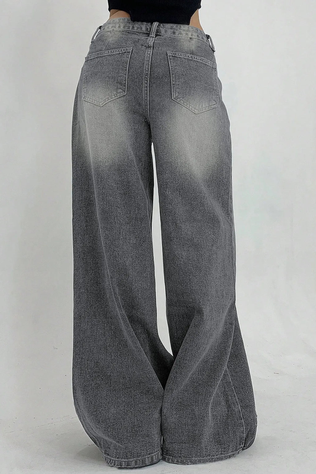 Distressed Wide Leg Floor Length Jeans