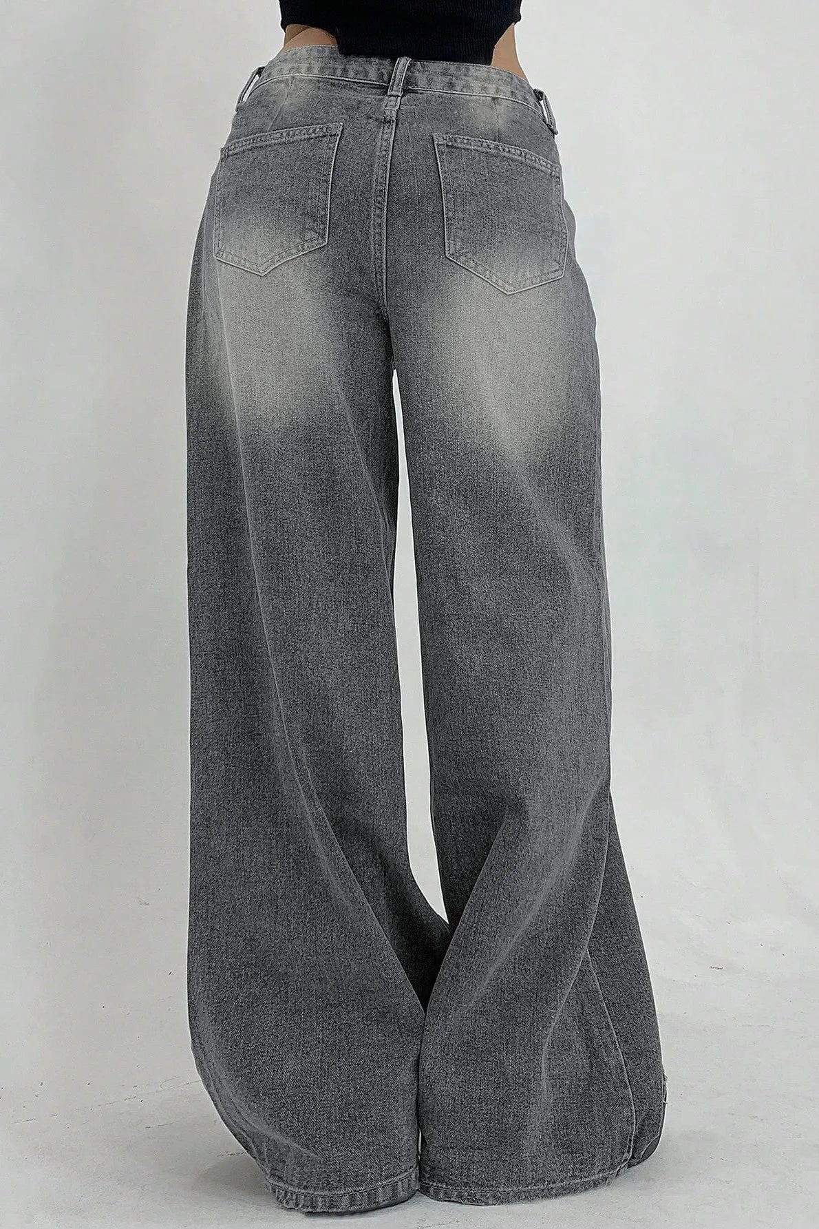 Distressed Wide Leg Floor Length Jeans