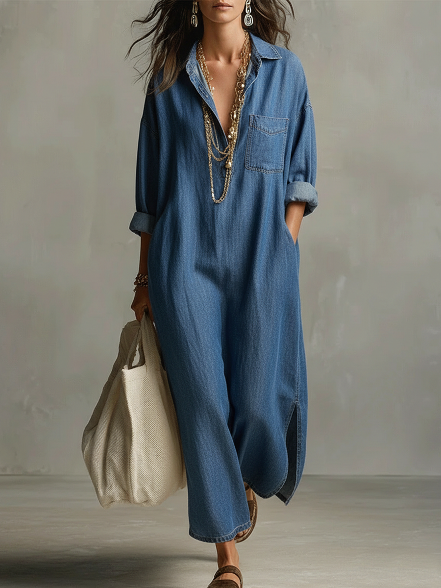 Chic Dress in denim, Unbeatable Price