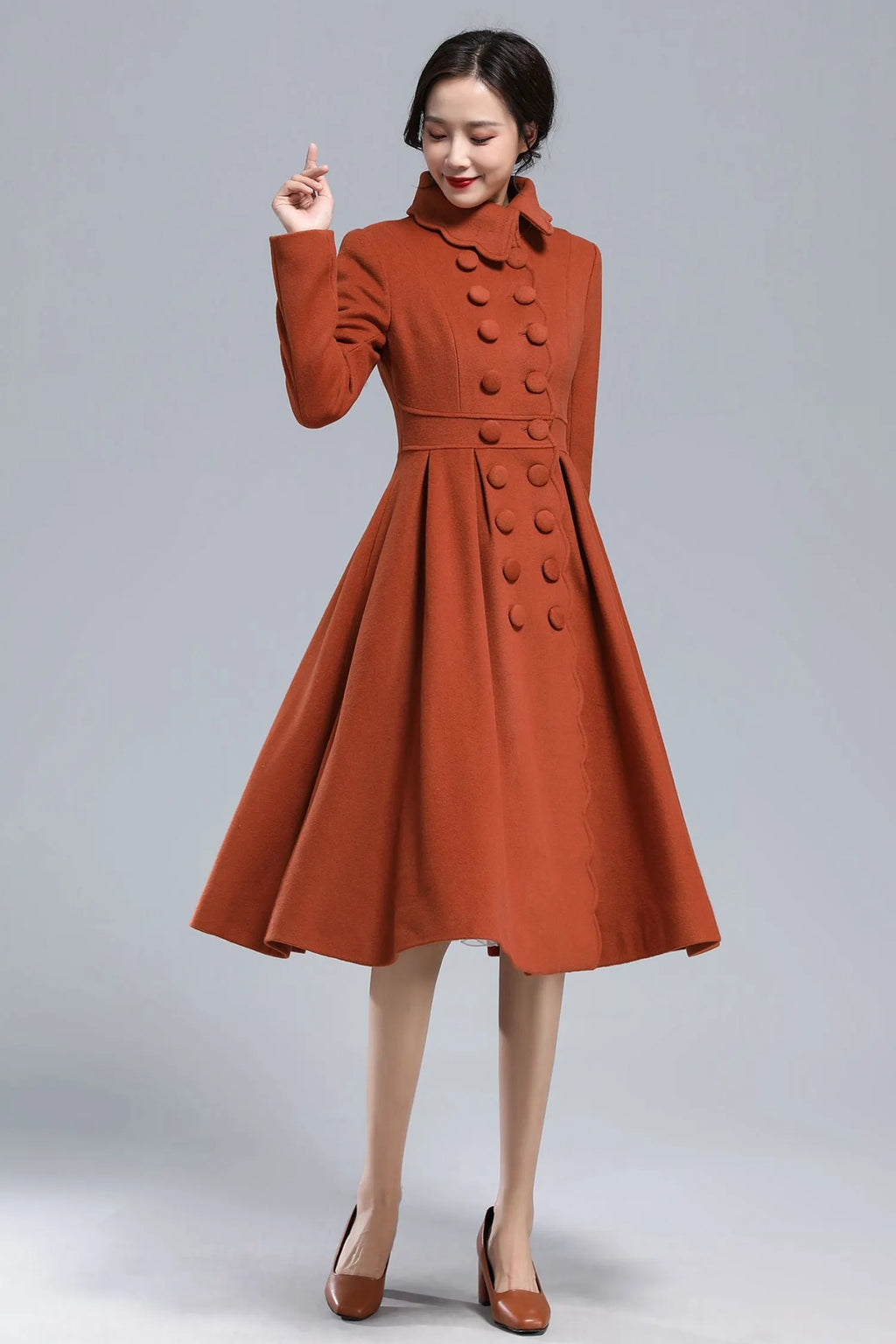 Handmade Caramel Wool Coat – Vintage Princess Winter Maxi Overcoat 3164