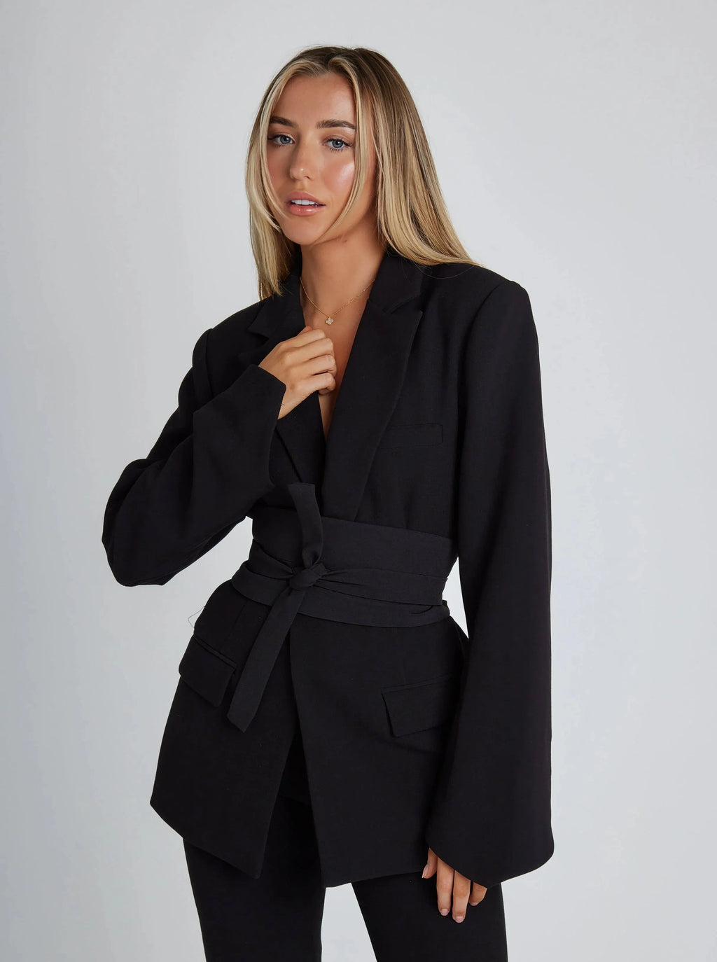 Women's Casual Belted Blazer | Long Sleeve