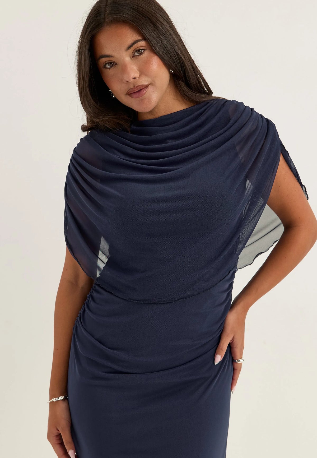 Cape Mesh Ankle Dress