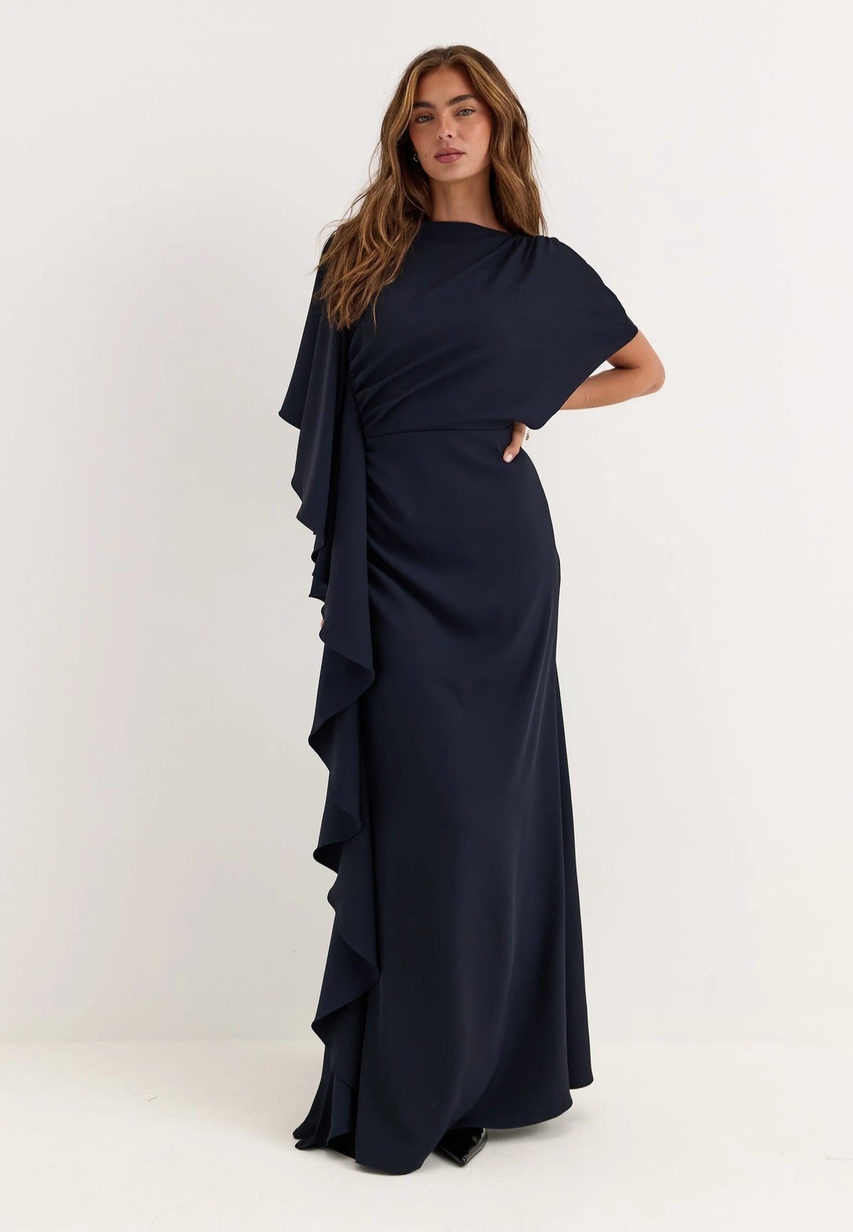 Draped Flounce Gown
