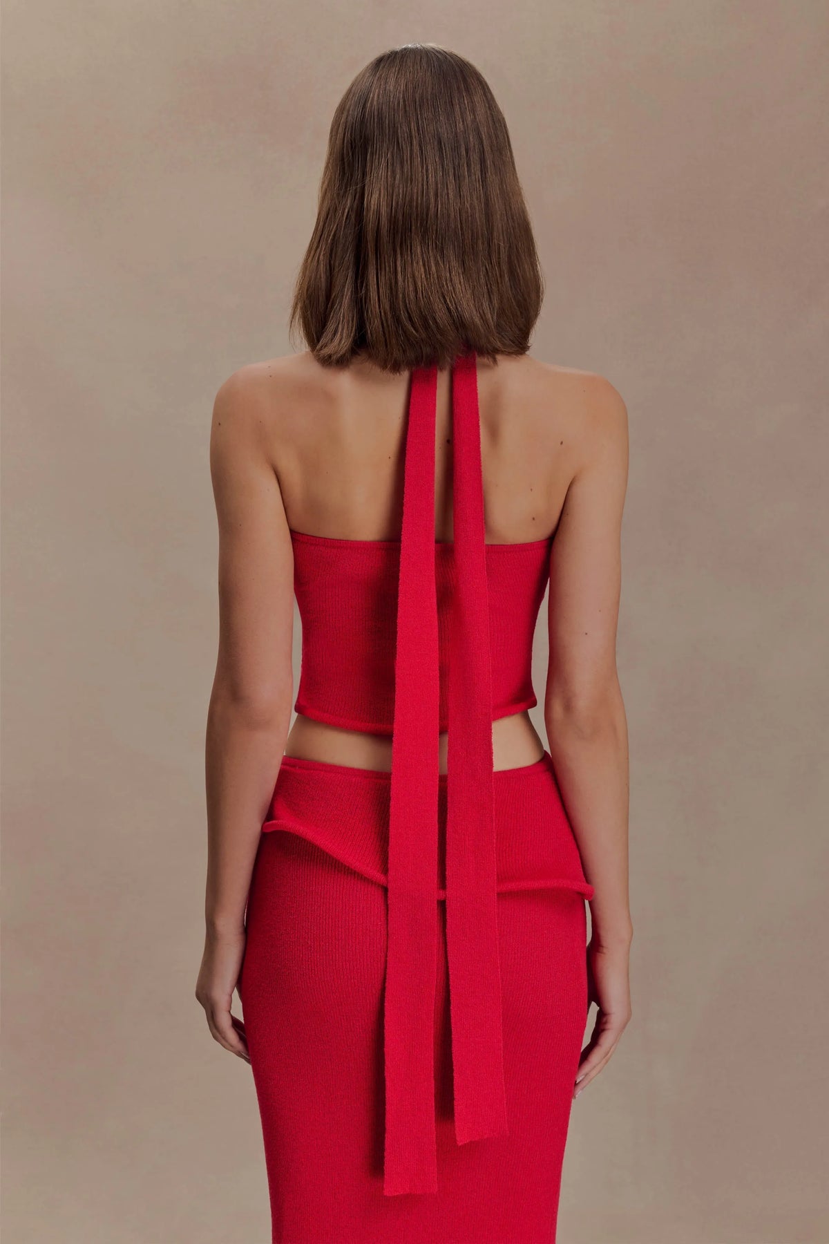 Samira Halter Knit Twist Top