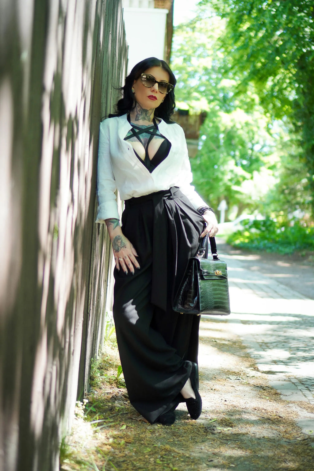 Black Linen Cotton Palazzo Pants - Wide Leg Pleated 
