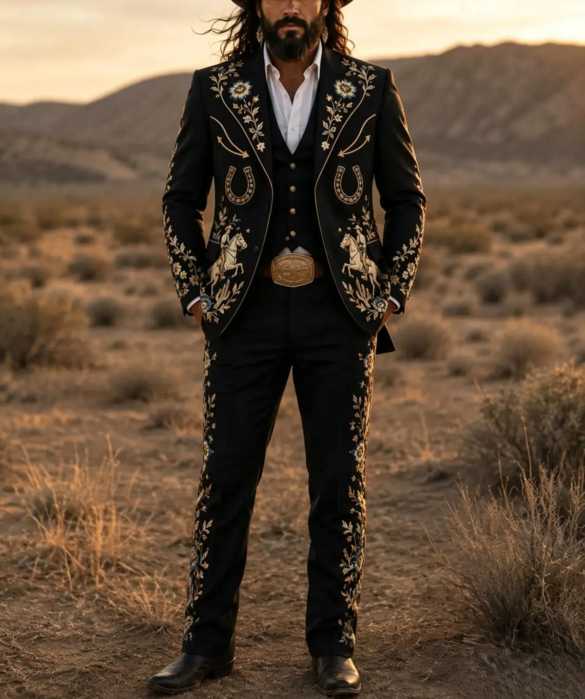 Men's Western-style Top And Trousers Two-piece Set