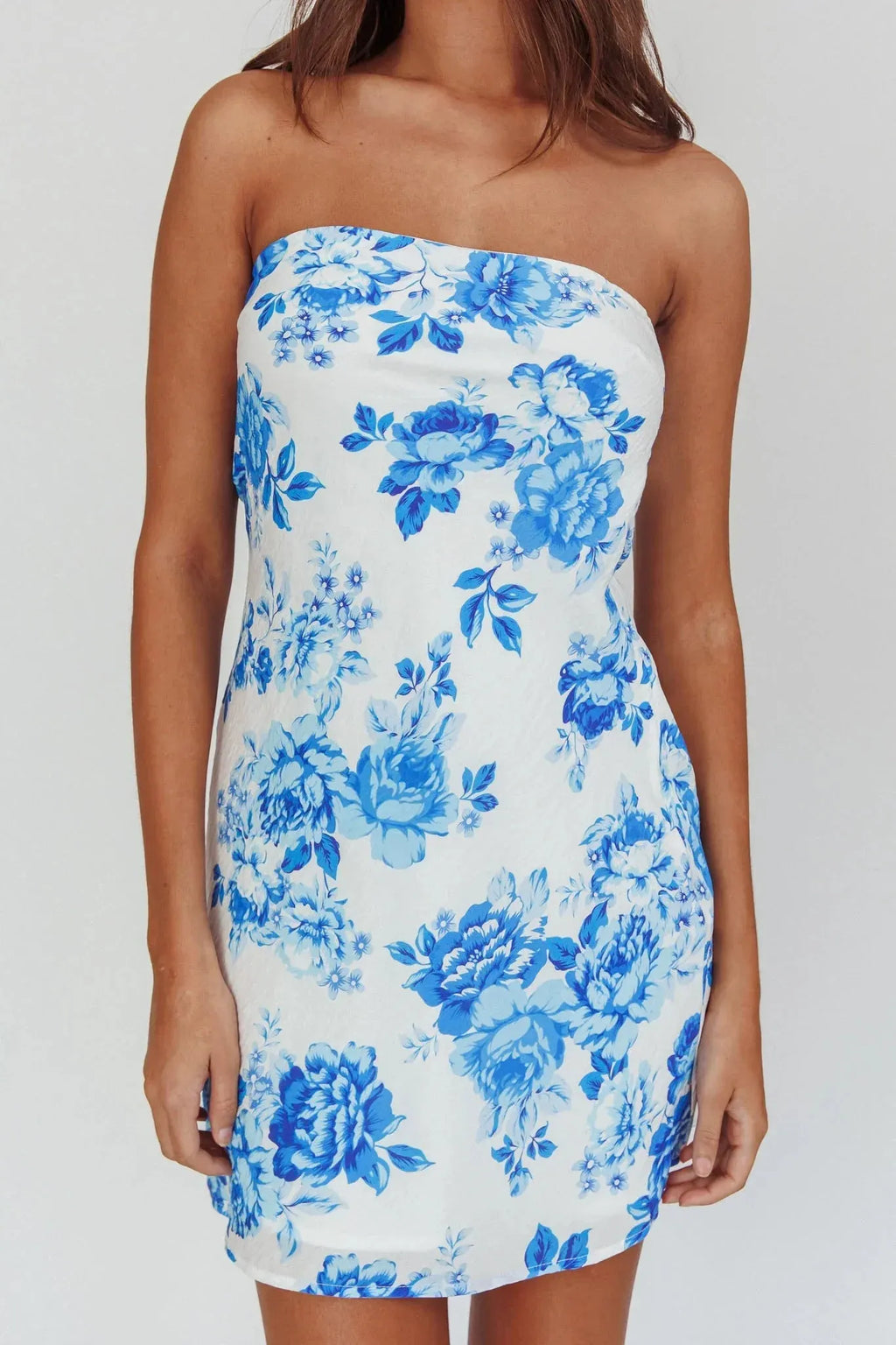Sorbet Strapless Mini Dress Blue