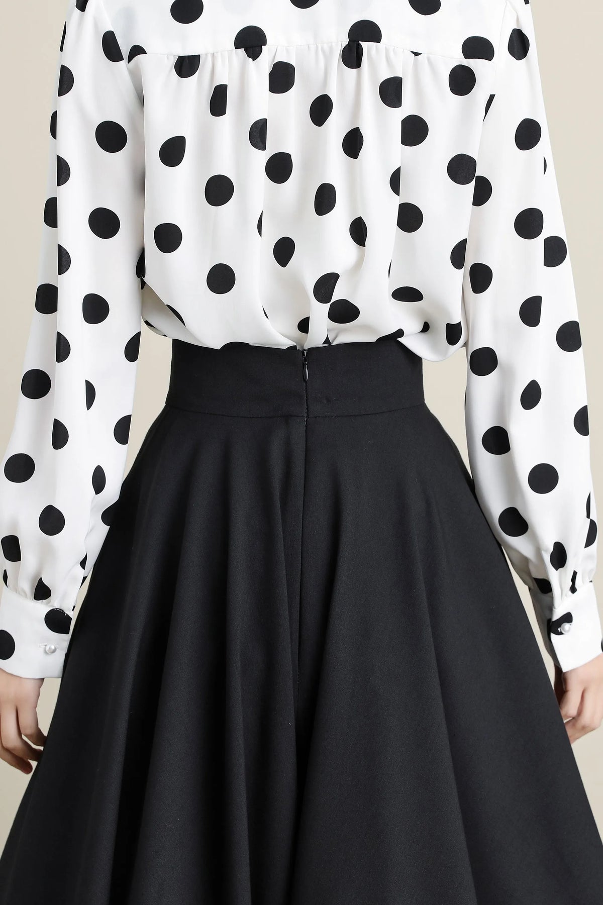 Black Cotton Linen Midi Skirt - High Waist Circle Swing 