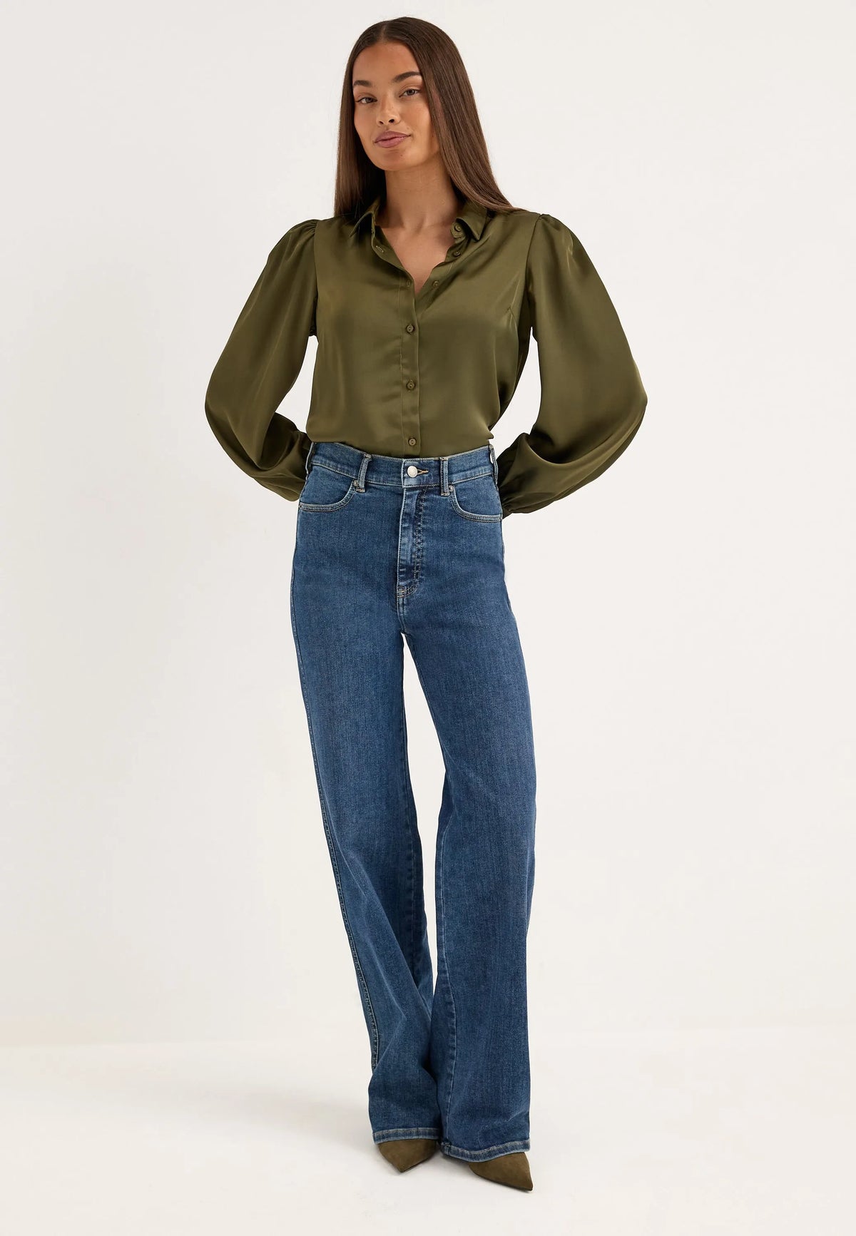 Puff Sleeve Satin Shirt
