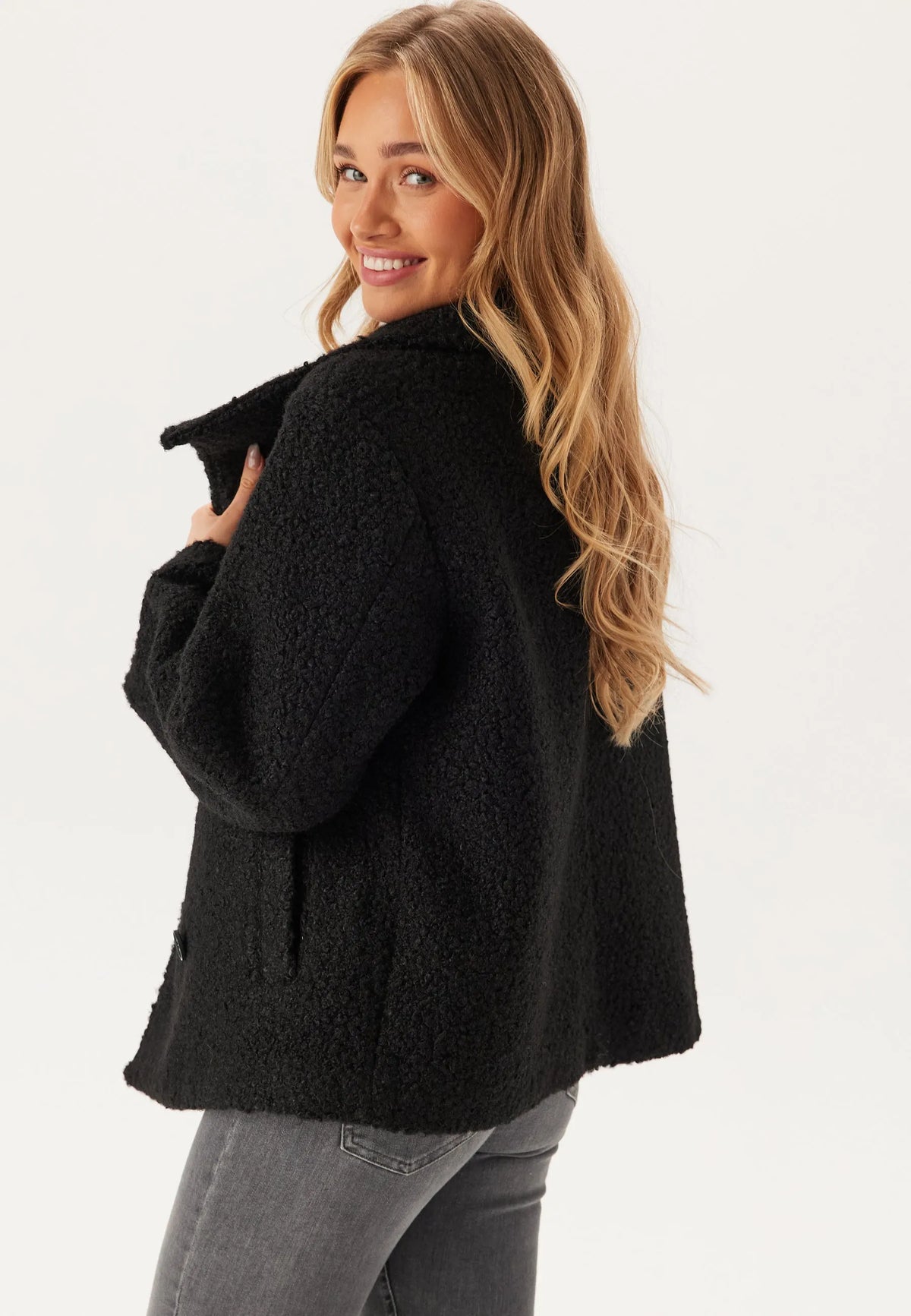 High Neck Short Bouclé Coat