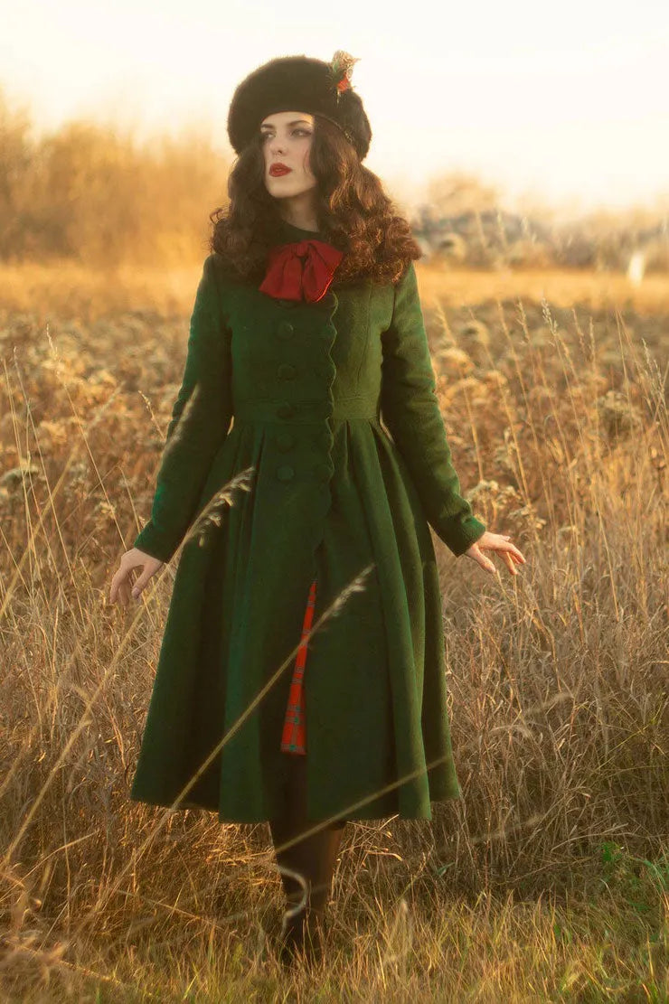 Handmade Navy Wool Coat – Vintage Princess Winter Maxi Overcoat 1971