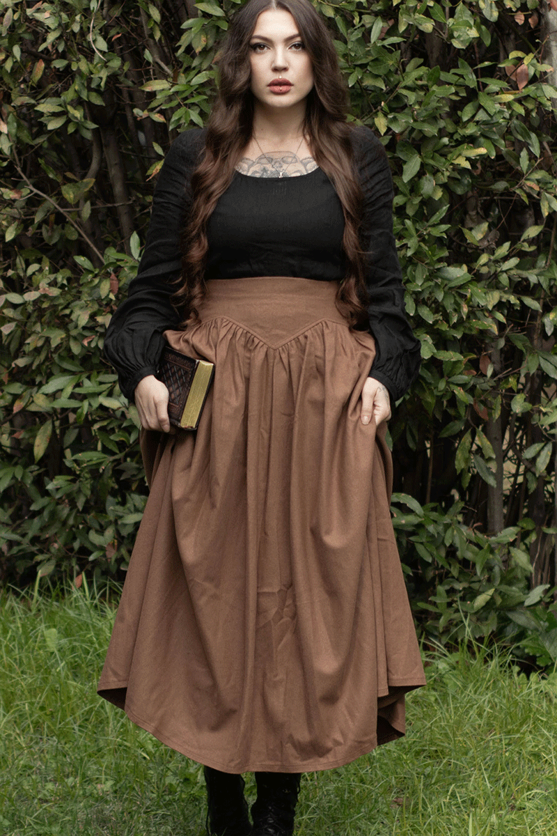 Brown Wool Maxi Skirt – Vintage High Waist A-Line Skirt for Autumn & Winter 4732