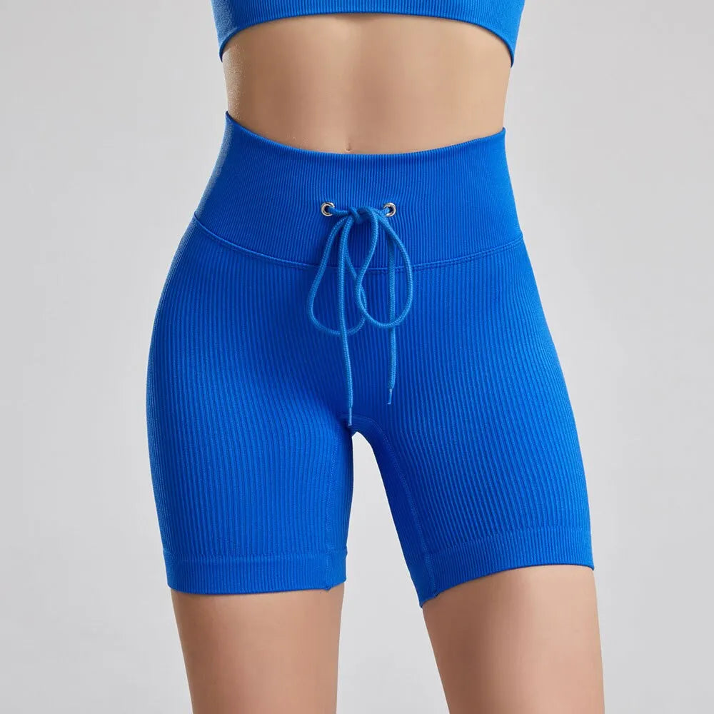 KittenAlarm - Mojoyce Ribbed Yoga Pants Women Seamless Push Up Sport Leggings Fitness Pants Tights Gym Workout Drawstrin