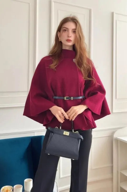 Belted Wool Cape Coat