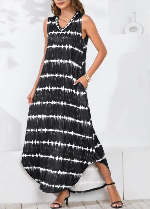 Powell Striped Adjustable Maxi Dress - Black