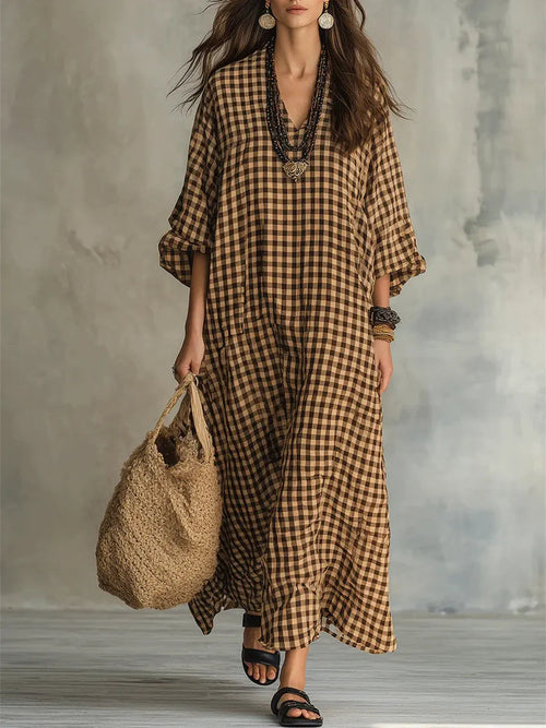 Retro Maxi Dress in linen, Smart Price