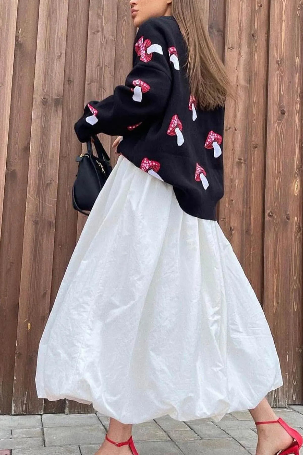 Graphic Mushroom Pullover Sweater