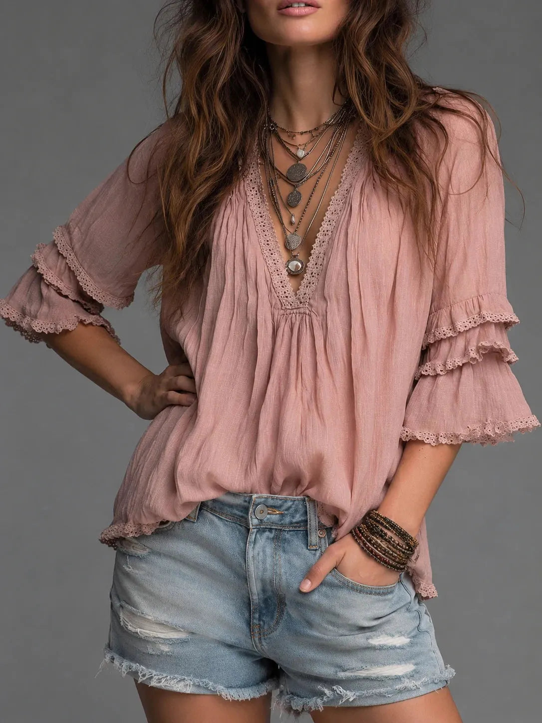 Retro Blouse in linen, Premium Look